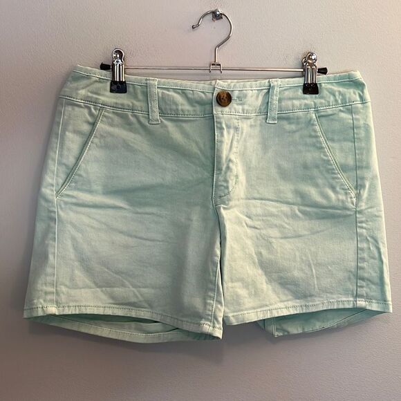 American Eagle Outfitters Women's Mint Midi Stretch Chino Shorts - Picture 1 of 8